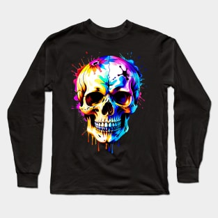 Colored Skull Design in Vibrant Vector Style Long Sleeve T-Shirt